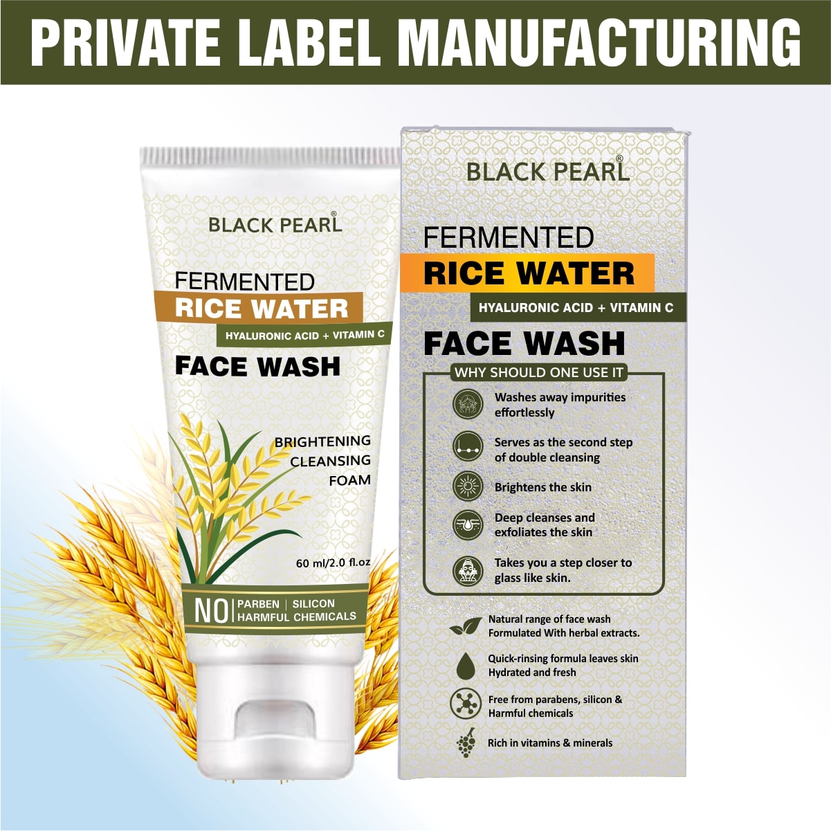 Fermented Rice Water Face Wash Private Label Manufacturing
