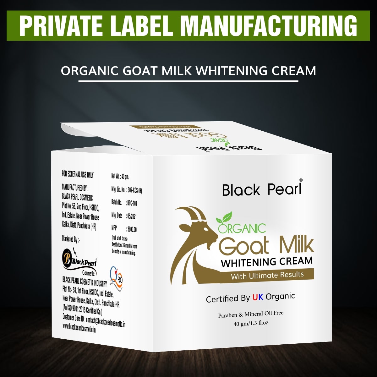 Organic Goat Milk Whitening Cream Private Label Manufacturing